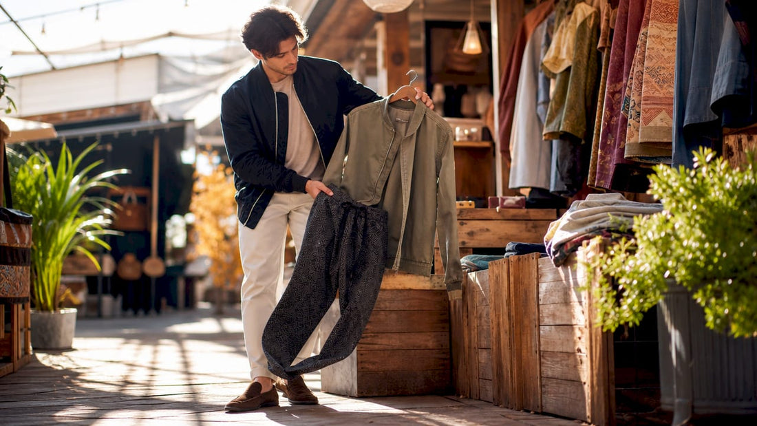 Customer selecting casualwear in boutique