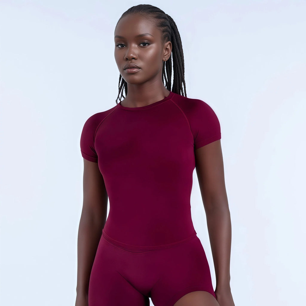 2 Piece HISTELLO Df Solid Color Impact Gym Set Seamless Yoga Short Sleeve Women Fitness Clothing Workout Sports Leggings Suit