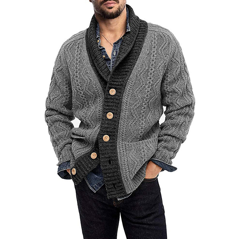 Men's Lapel Knit Sweater - European & American Style