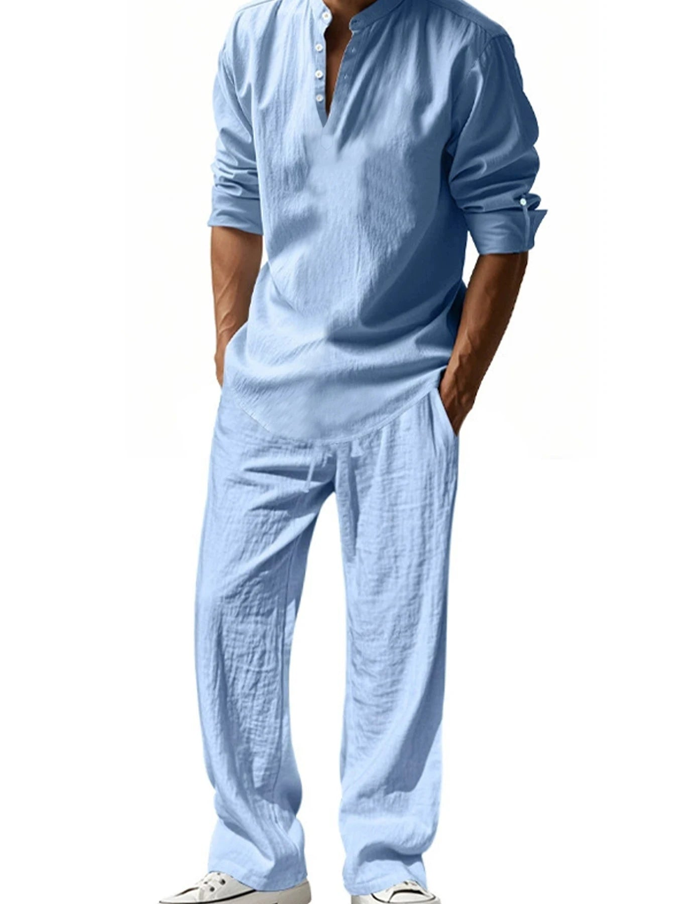 Henley   Streetwear Lightweight Cotton Linen Shirts