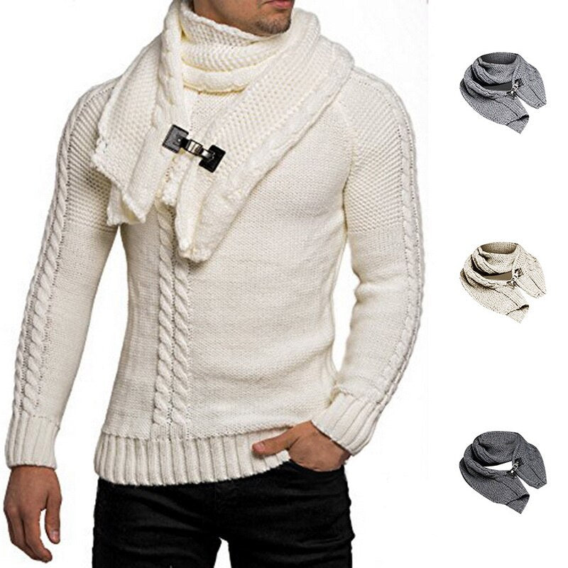 Fashionable Men's Knit Sweater with Turtleneck Design
