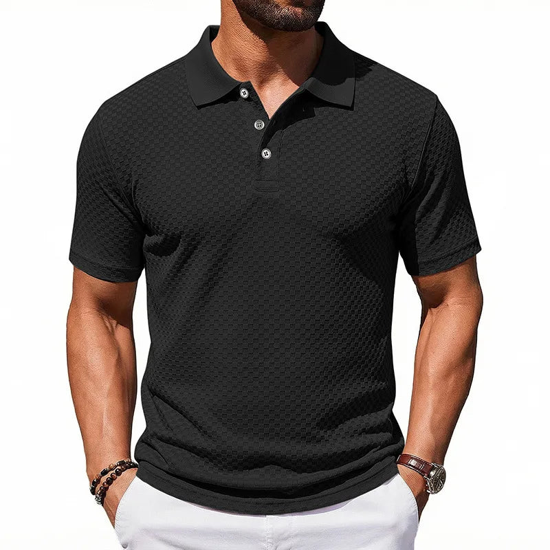European and American popular men's plaid Polo shirt, breathable casual lapel T-shirt, direct supply from  e-commerce factories