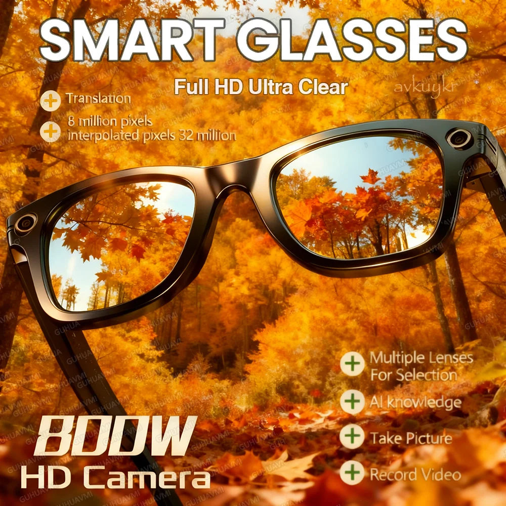 New Upgrade AI Man Smart Glasses With Camera Video Recording Photo Recognition Bluetooth Call Translation Voice Sunglasses Woman