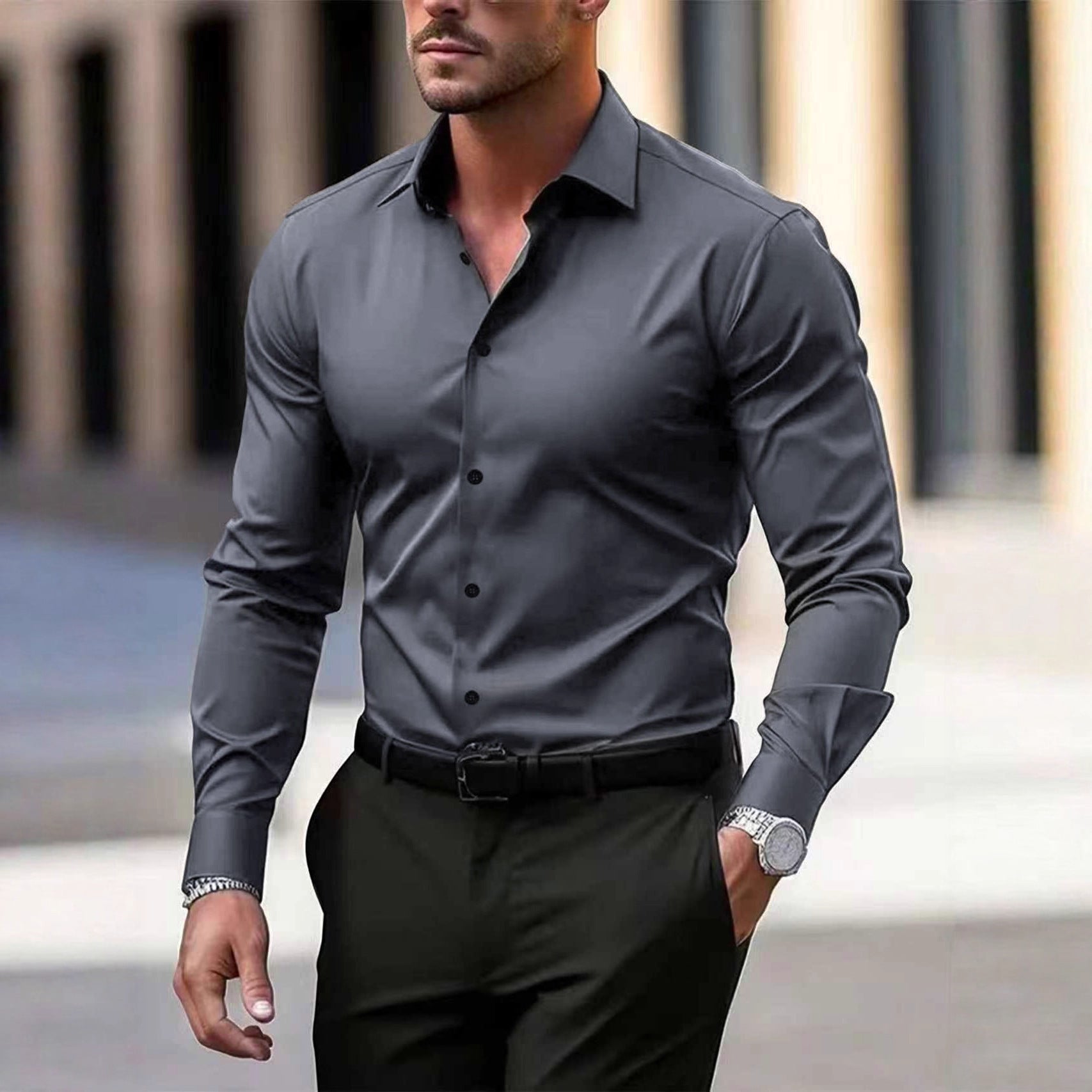 Men's Long Sleeve Cotton Blend Shirt