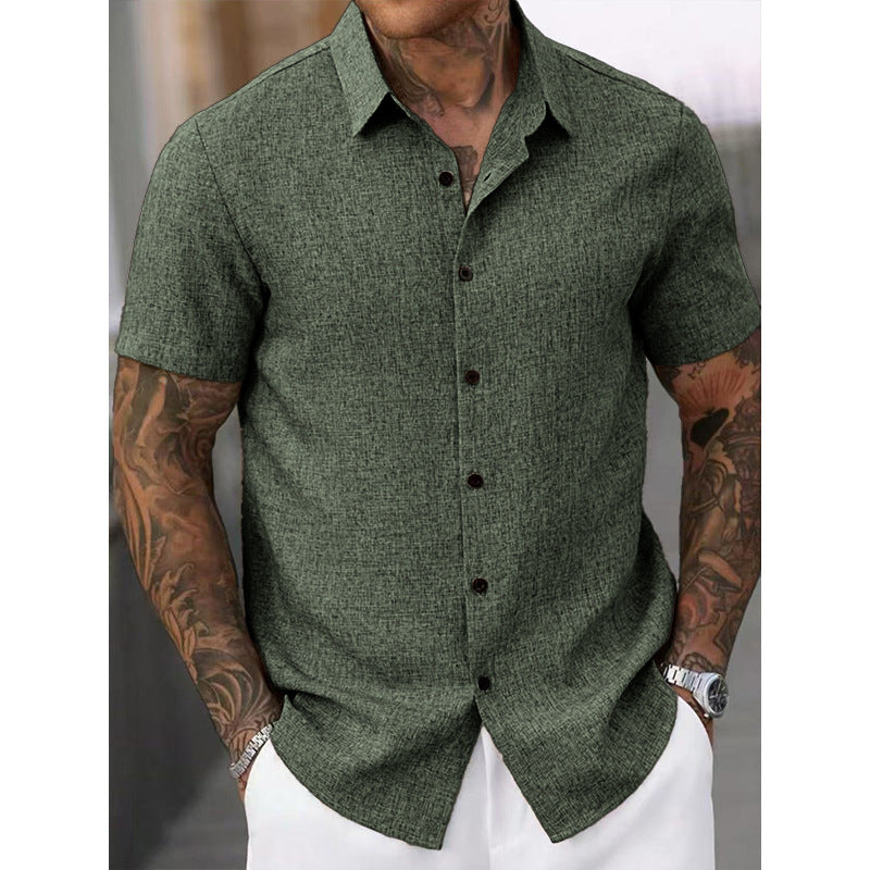 Mens Solid Color Short Sleeve Knitted Shirt