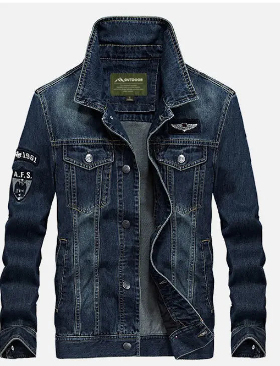 Men's Casual Plus Size Denim Jacket with Stylish Collar