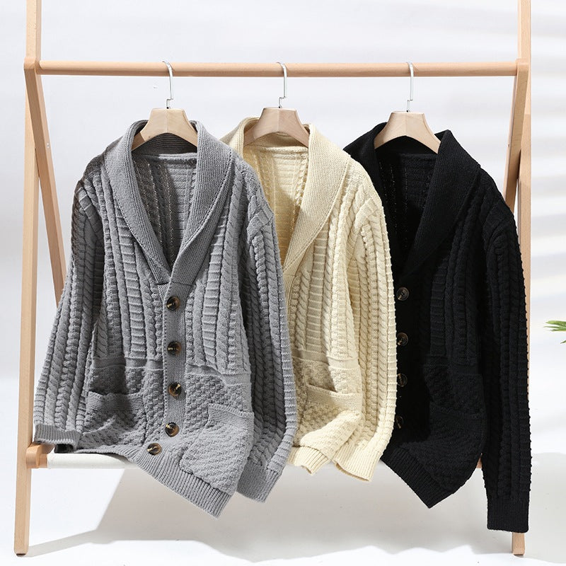 Men's Long Sleeve Sweater Cardigan Coat
