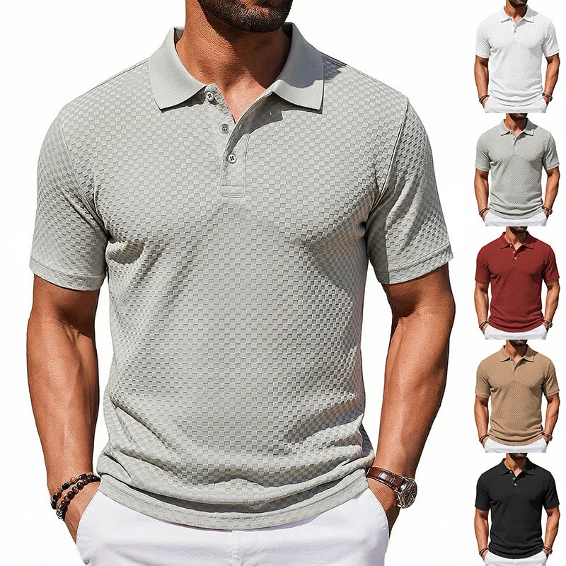 European and American popular men's plaid Polo shirt, breathable casual lapel T-shirt, direct supply from  e-commerce factories