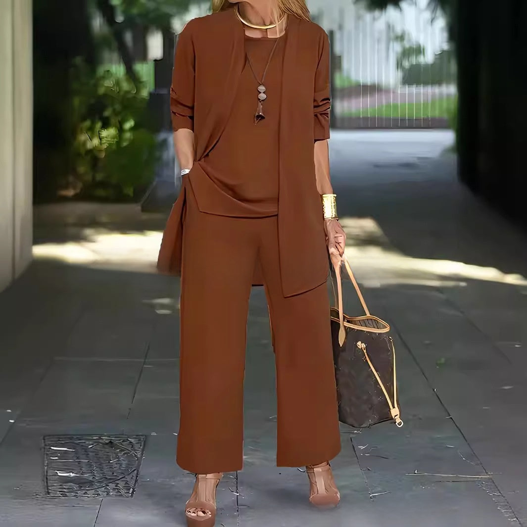 The Solid Color Split Womens Pants Suit