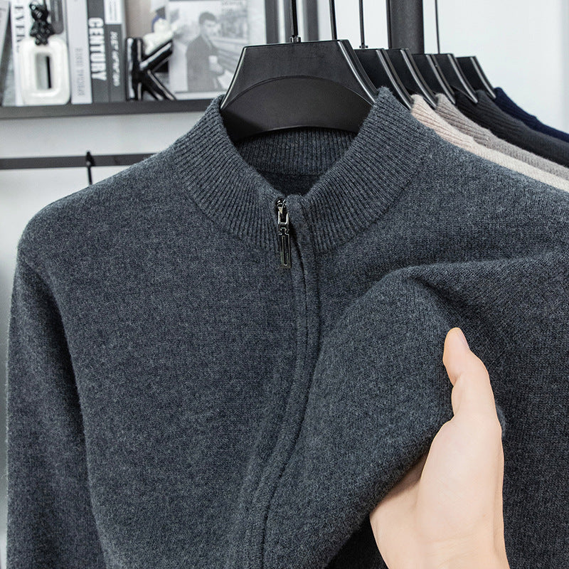 Wool Sweater with Zipper Knit Jacket for Men