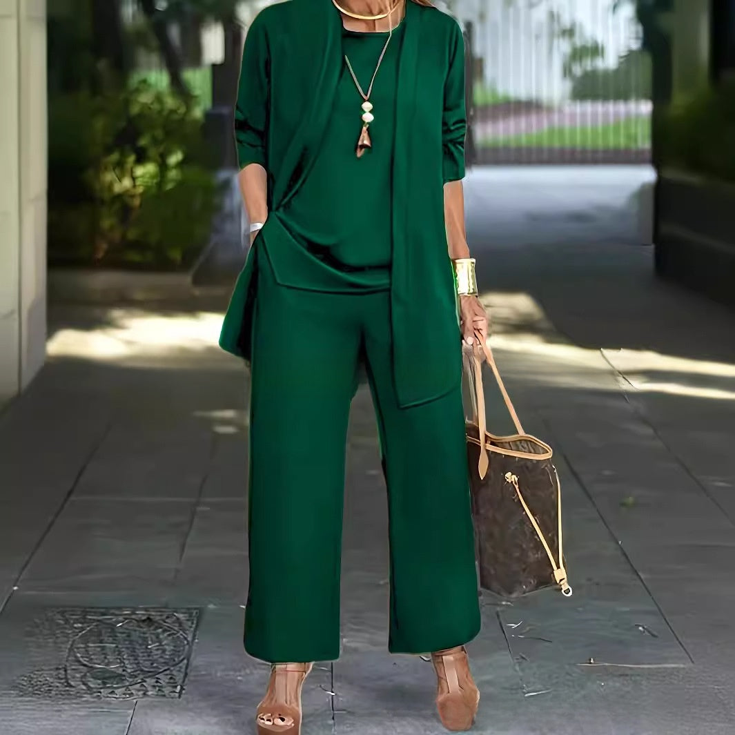 The Solid Color Split Womens Pants Suit