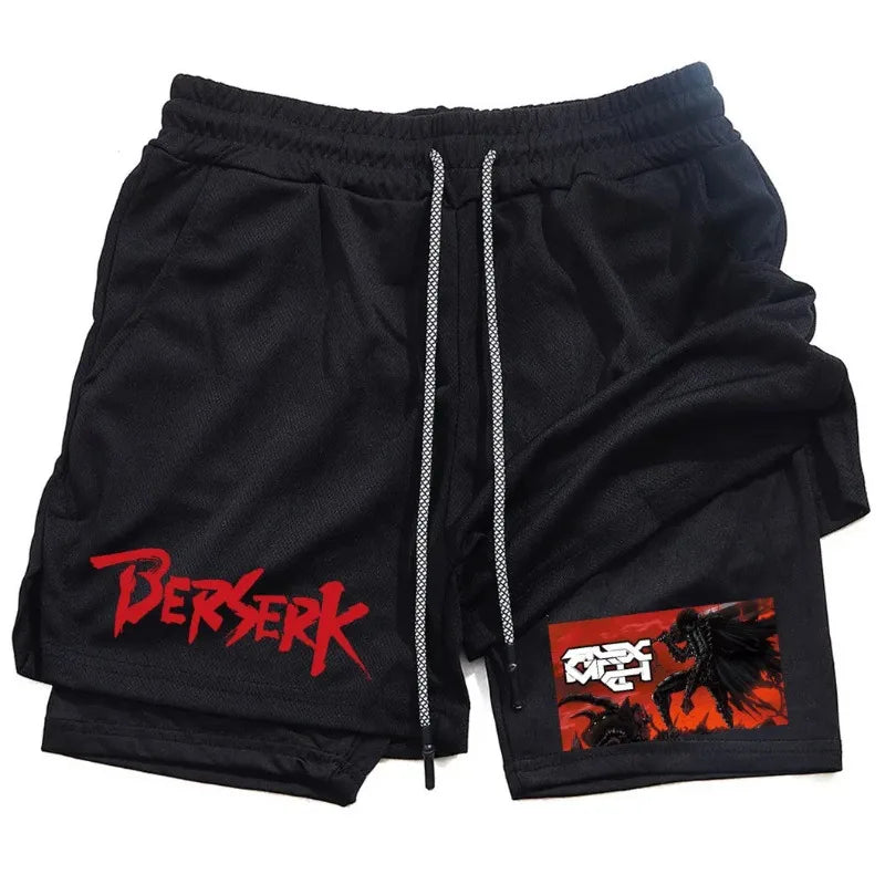Men Running Tight Shorts New Fitness Double Layer 2in1 Summer Harajuku Sport Workout Athletic Activewear Towel Loop Double-Layer