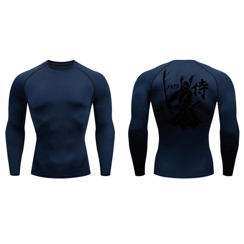 Dragon Blossom Print Compression Shirt for Men Athletic Quick Dry T-shirts Gym Workout Running Tees Long Sleeve Tops Activewear