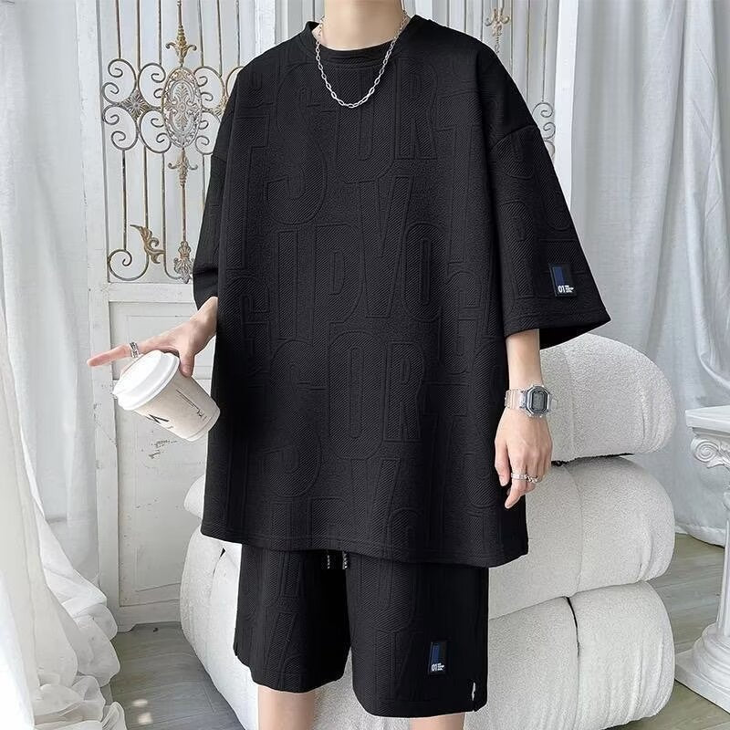 The Letter Jacquard Short-sleeved T-shirt Shorts