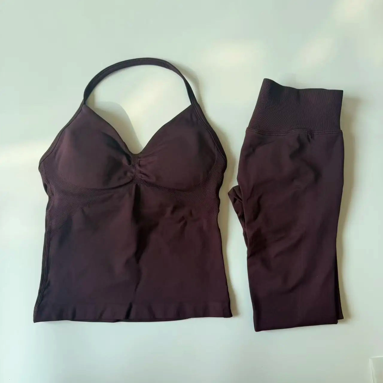 2 Pieces Set Yoga Leggings Set Women Backless Tank Tops High Waist Scrunch Gym Suit Fitness Clothes Outfit Yoga Set