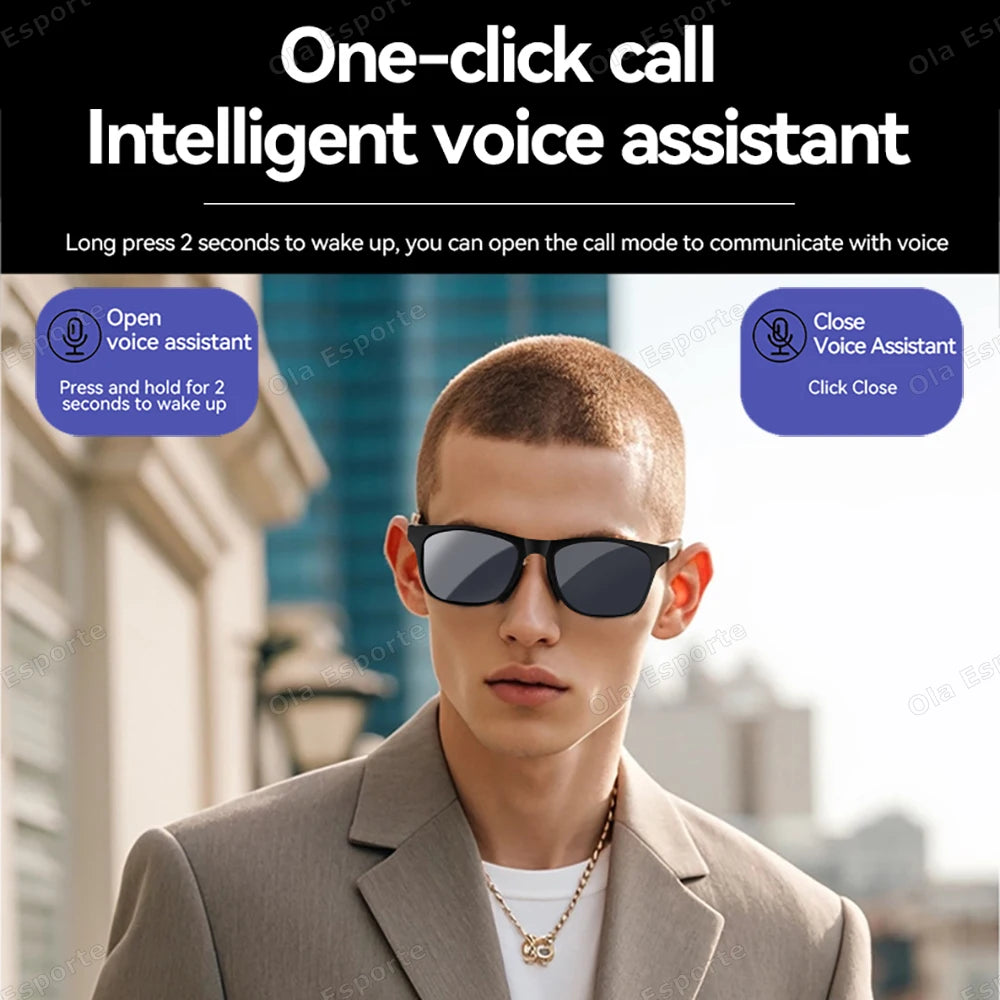 2025 AI Voice Video Call Real-time Translation Intelligent Question Answering Smart Glasses UV400 Protection Sport BT Sunglasses