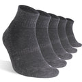 RTZAT Merino Wool Ankle Running Socks for Men and Women - Moisture-Wicking Breathable Arch Support Padded Workout and Hiking Socks for Year-Round Wear - 5 Pairs Deep Grey X-Large