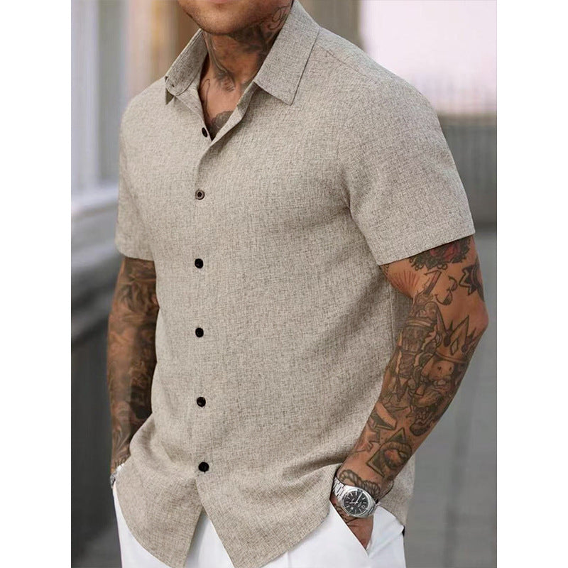Mens Solid Color Short Sleeve Knitted Shirt