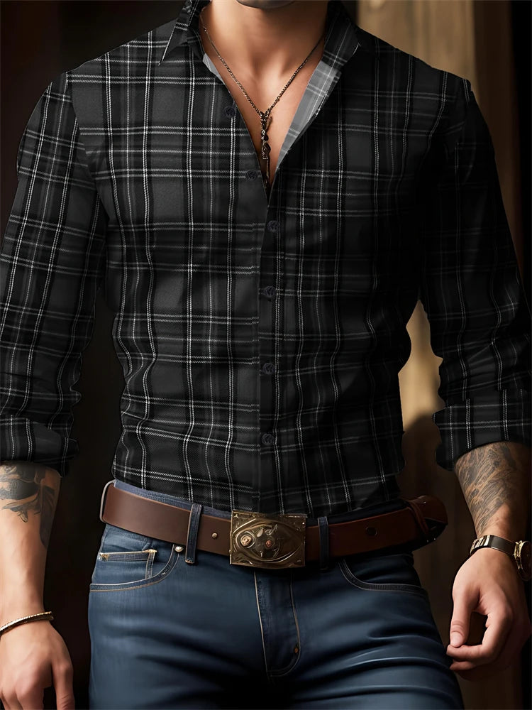 Spring And Autumn Button Down Men's Shirt