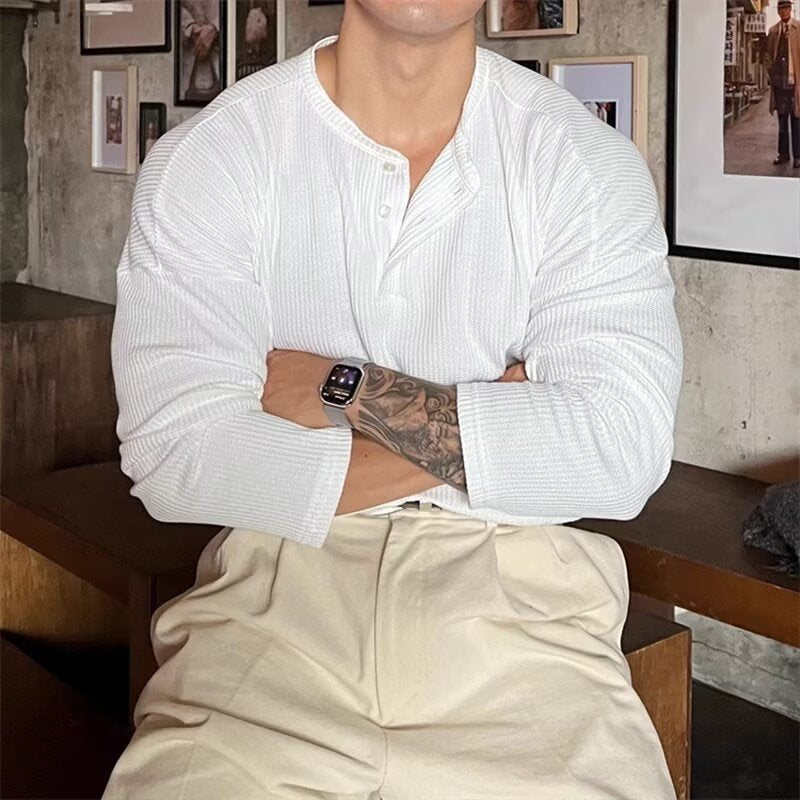 Henley Shirt Long Sleeve T-Shirt