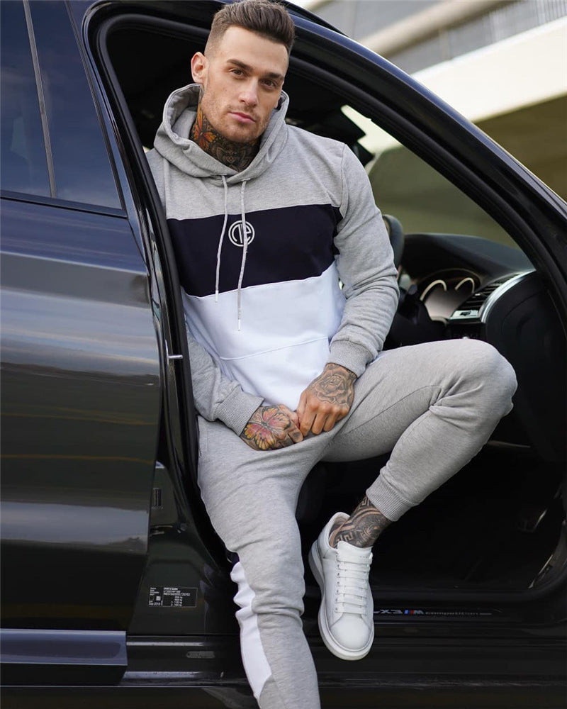 Contrast Color Hooded Fitness Suit for Activewear