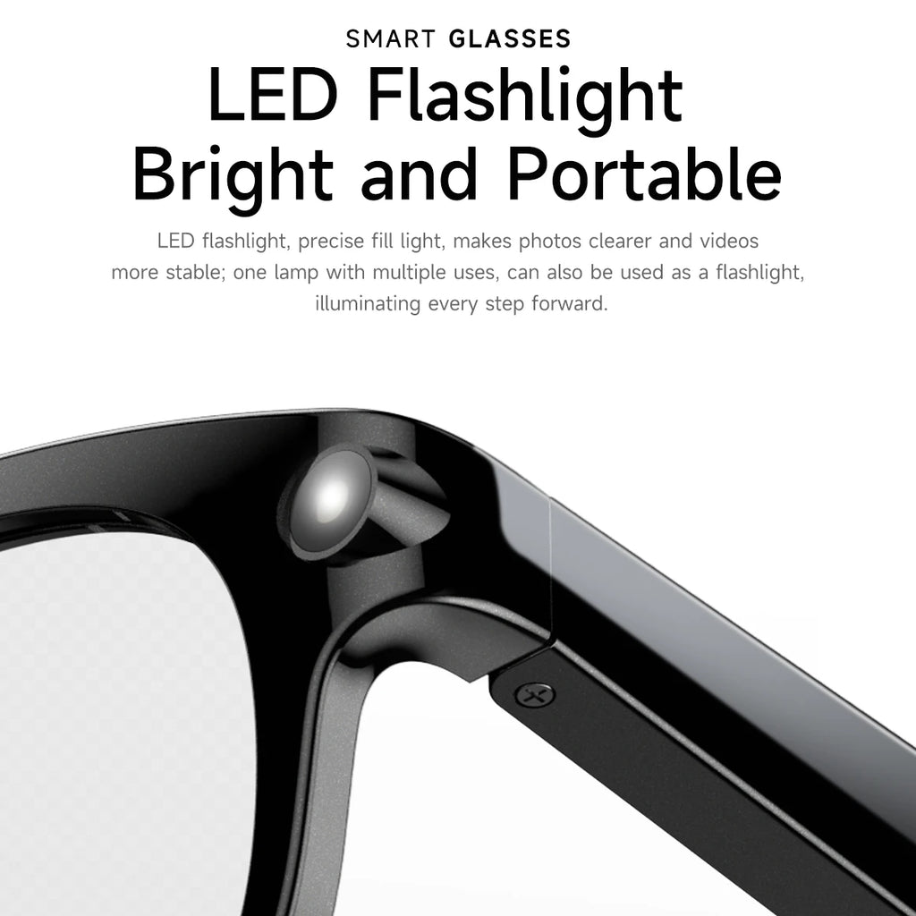 NEW AI Smart Glasses HD Camera LED light AI Translation Dialogue 290mAh Battery Meeting Video Record Outdoor Sports Sunglasses