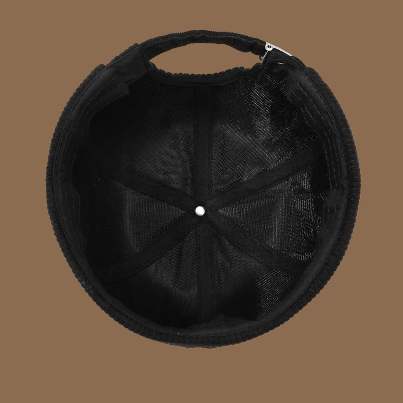 Autumn and winter corduroy brimless casual hat, personalized yuppie hat, men's and women's striped velvet melon skin hat