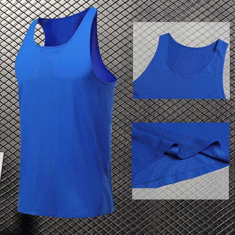 Men Leisure Sleeveless T-shirt Basketball Activewear Fitness Workout Sleeveless Tank Breathable and Quick-drying Running Top