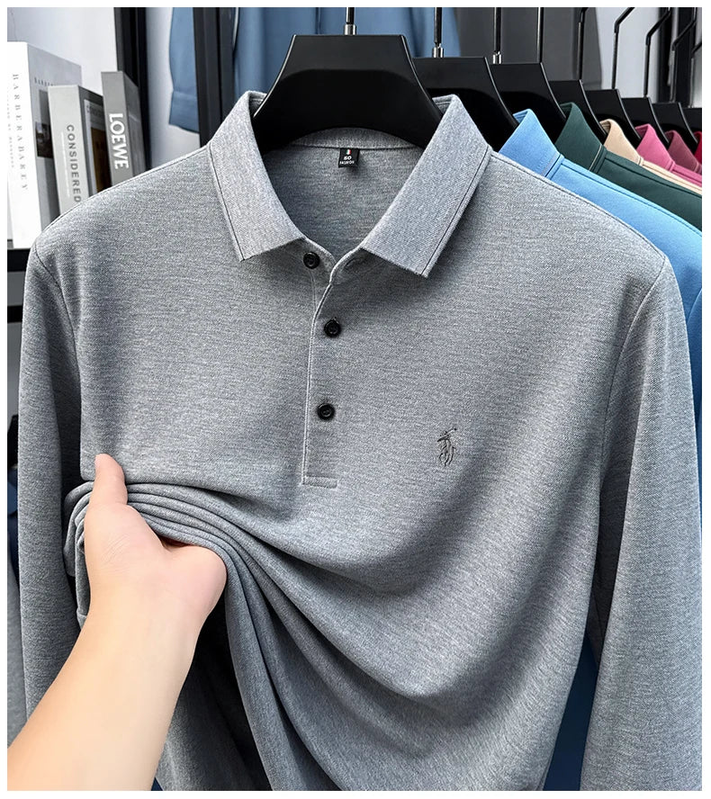 High End Long Sleeved T-shirt, Autumn New Product, Men's Polo Shirt, Middle-aged Base Top
