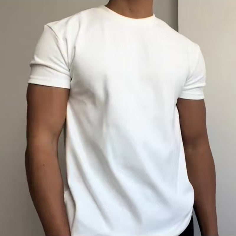 Mens Round Neck Short Sleeve Cotton T-Shirt