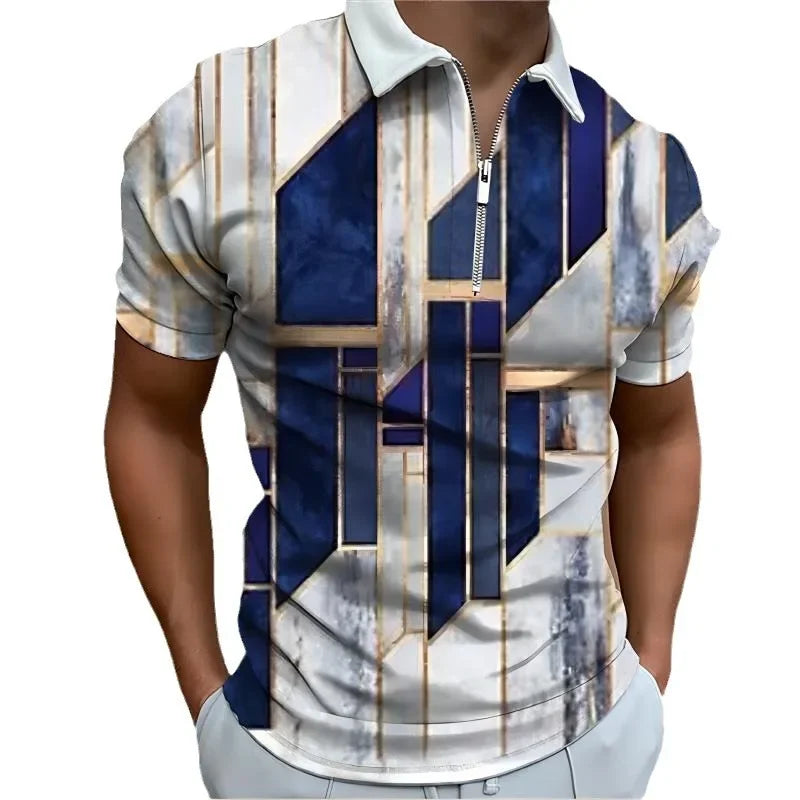 Polo Shirt Short Regular Top Splice Print