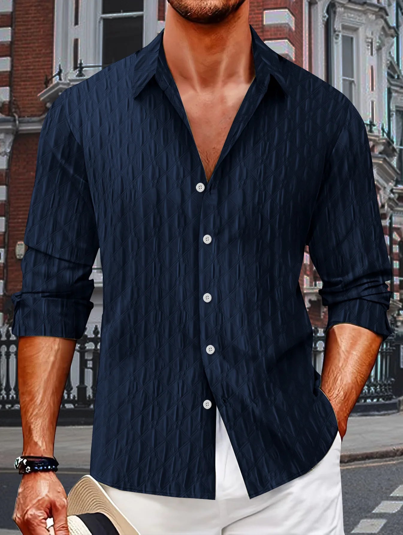 Fall men's British casual fashion shirt