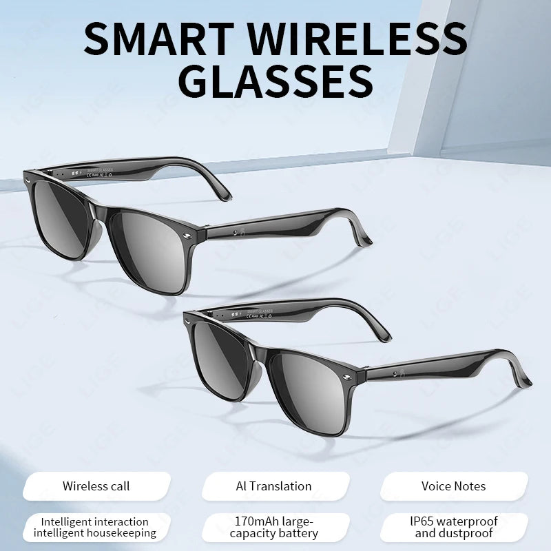 AI Smart Translate Sunglasses Bluetooth Call Noise Canceling Music Play BT Call Translate Smart Glasses for Studying Travaling