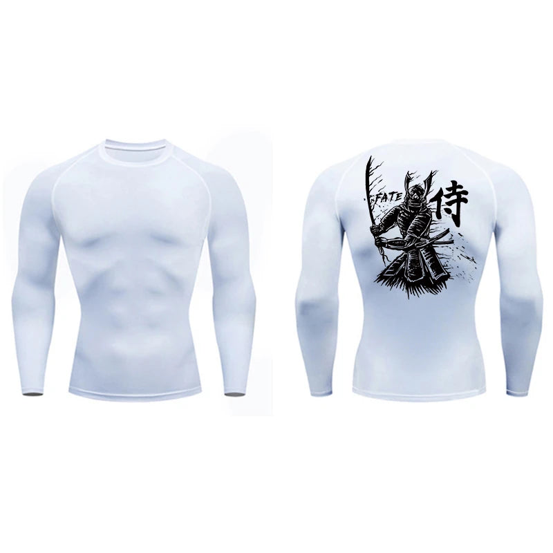 Dragon Blossom Print Compression Shirt for Men Athletic Quick Dry T-shirts Gym Workout Running Tees Long Sleeve Tops Activewear