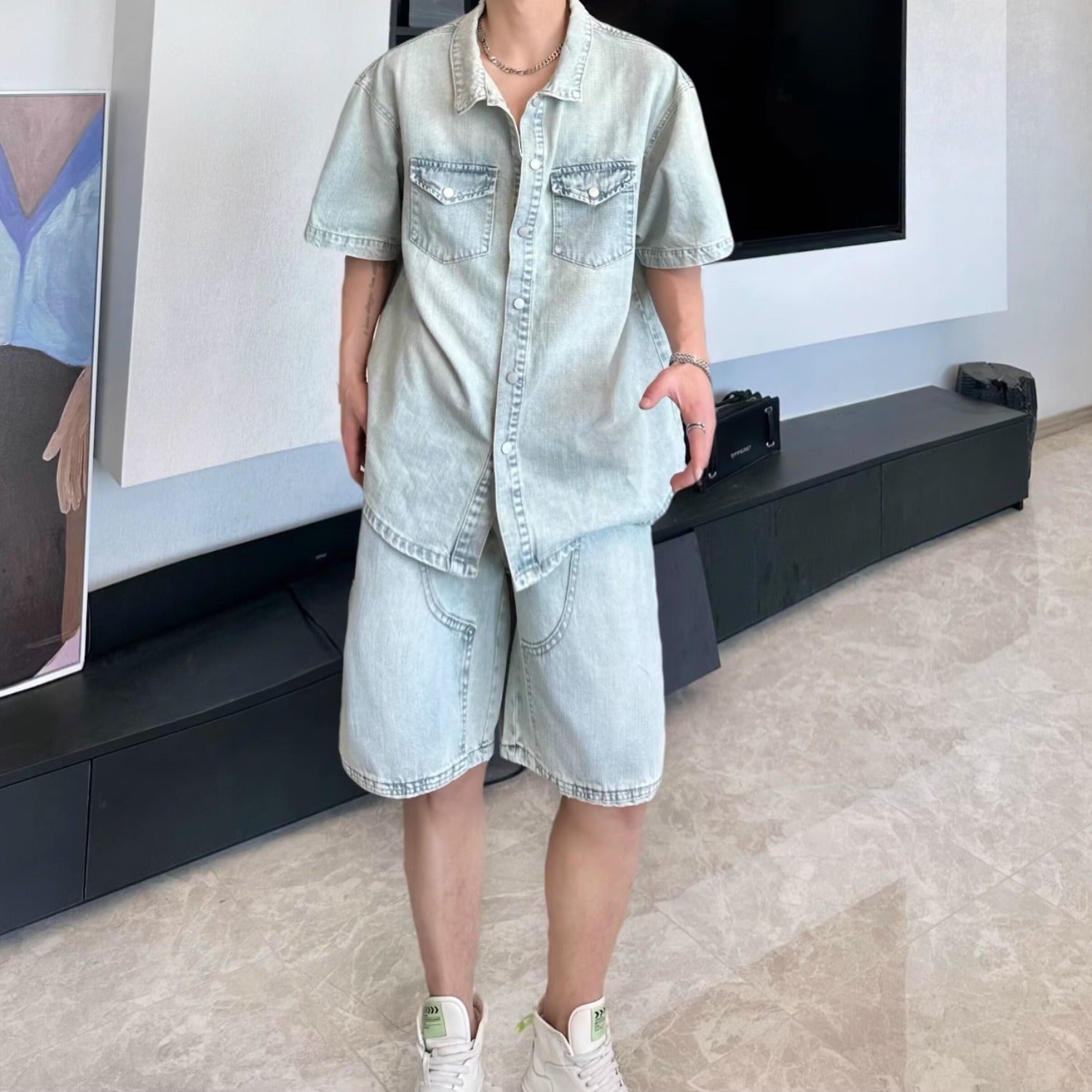 men denim suit