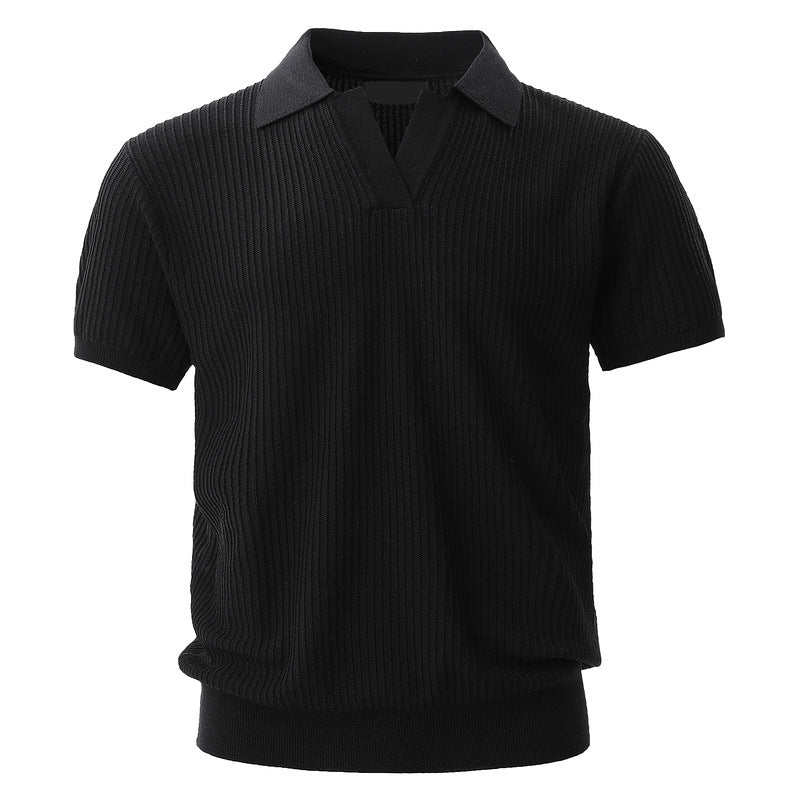 Men's Knitted Short Sleeve Polo Shirt