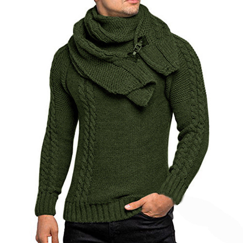 Fashionable Men's Knit Sweater with Turtleneck Design