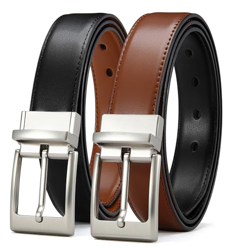 CHAOREN Mens Belts Leather - 1.25" Reversible Belts for Men for Dress Pants - 2 Styles in One Belt