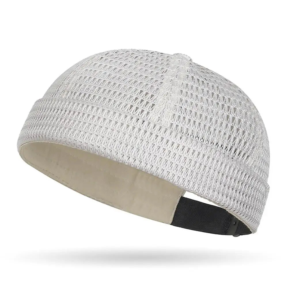 New Mesh Breathable Brimless Melon Skin Hat Summer Ultra-Light Adjustable Docker Beanies Hat Outdoor Hip Hop Sailor Landlord Cap