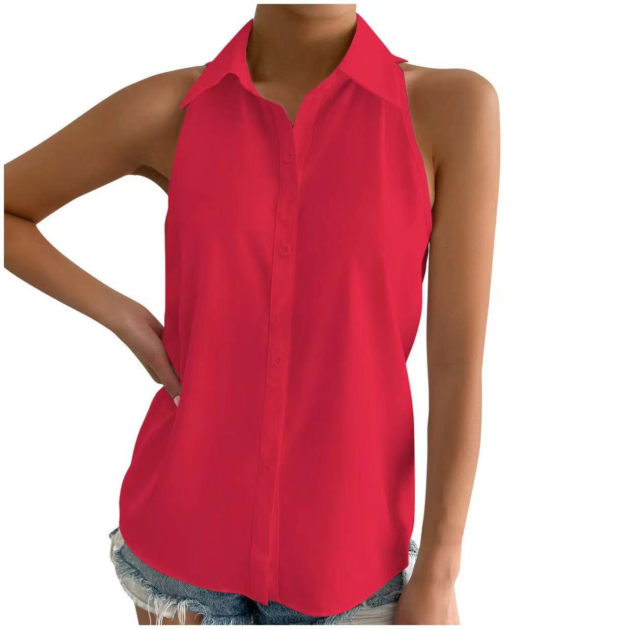 Sleeveless Satin Shirt for Women