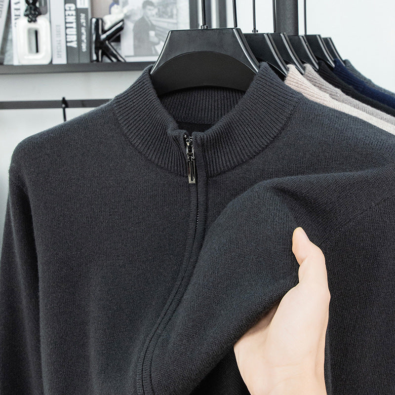 Wool Sweater with Zipper Knit Jacket for Men