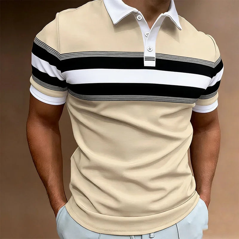 Simple Contrasting Color   Polo Shirt