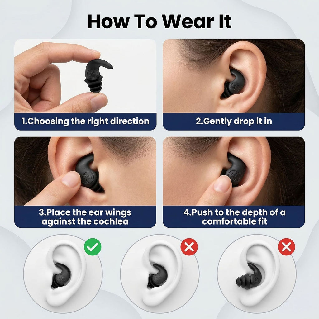 Silicone Noise Reduction Waterproof Earplugs