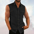 Men's Casual Sleeveless Lapel Shirt