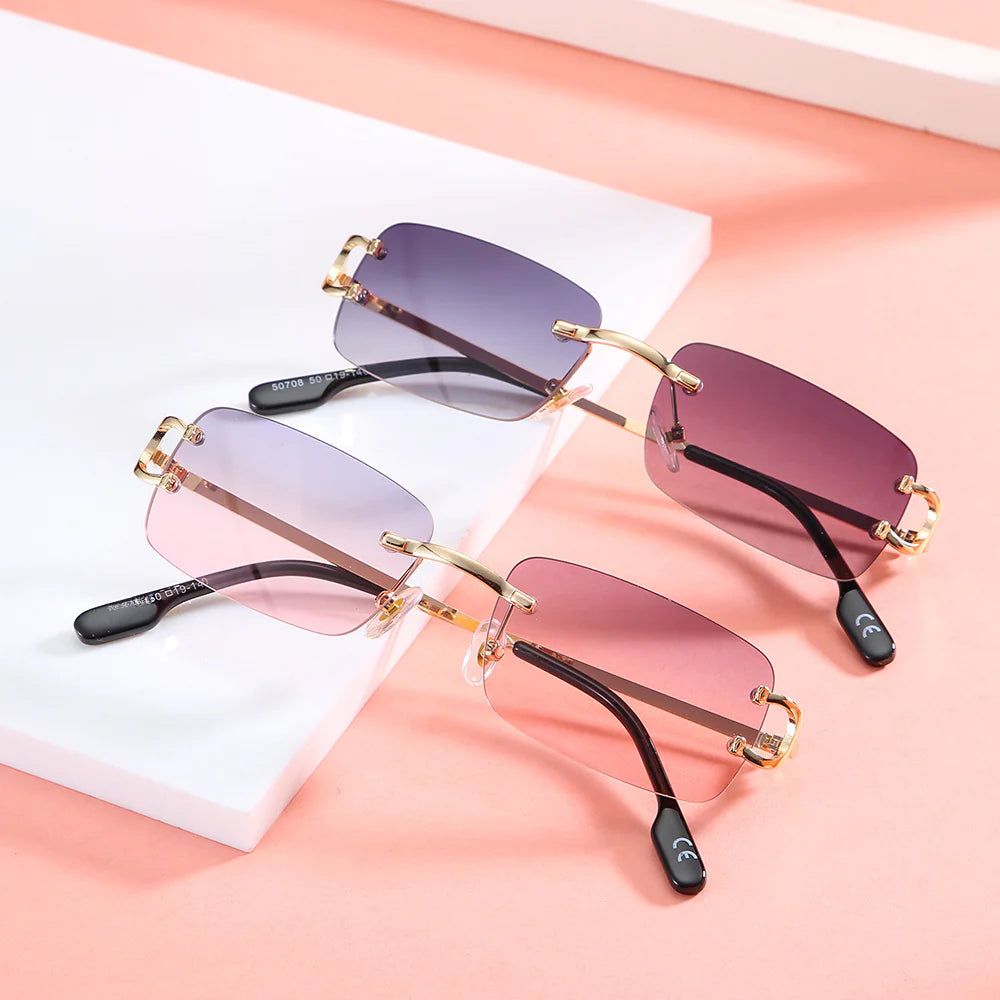 Square Frameless Sunglasses for Women - Trendy Style