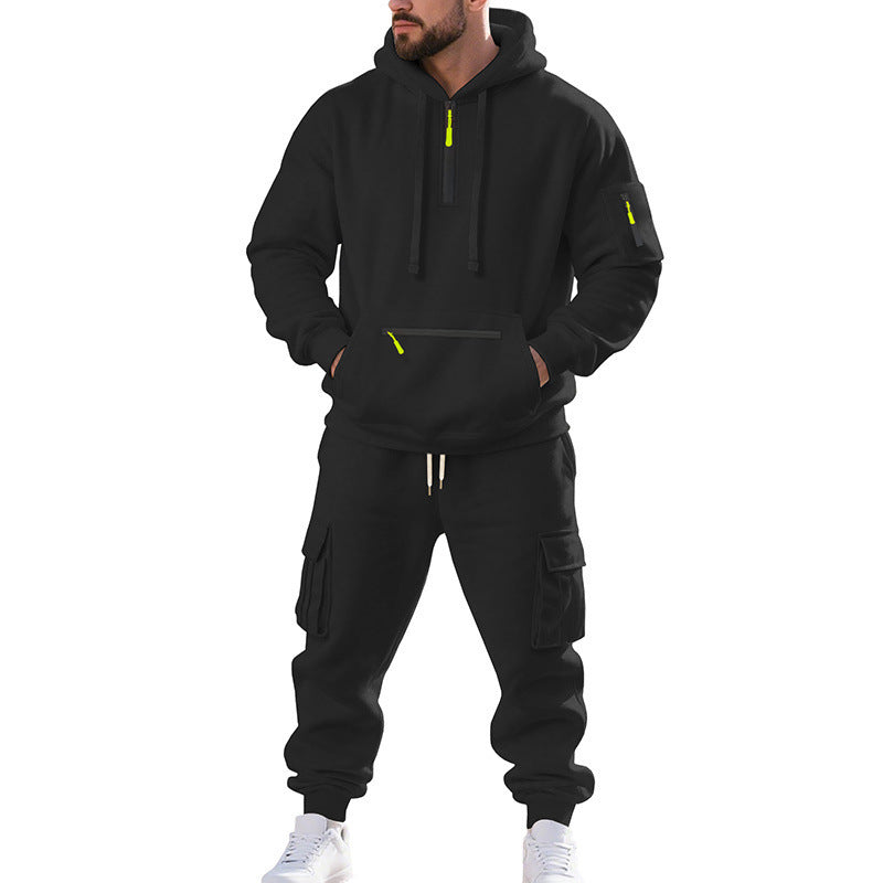 Plus-size fleece-lined loose-fitting casual sportswear set
