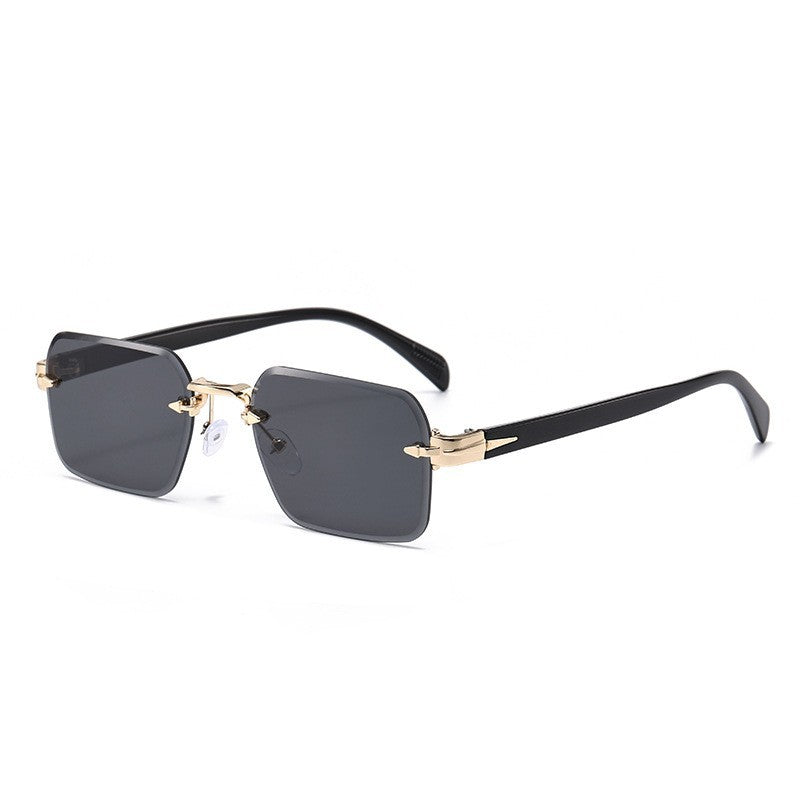 Metal Frameless Sunglasses with Floral Design