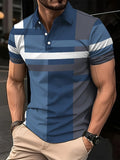The new men's short-sleeved POLO shirt for summer 2025 features a casual and fashionable 3D striped pattern print