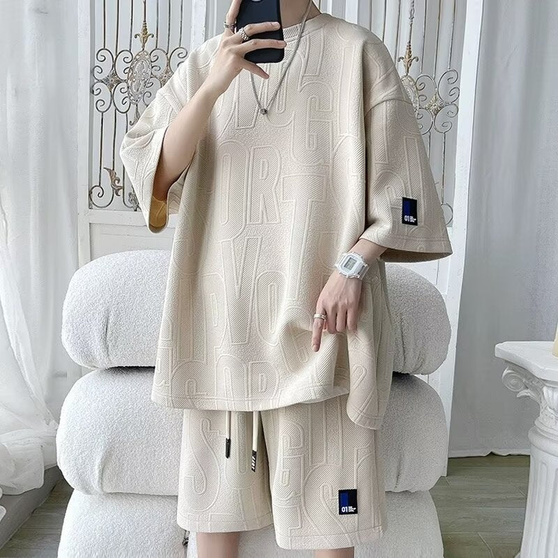The Letter Jacquard Short-sleeved T-shirt Shorts