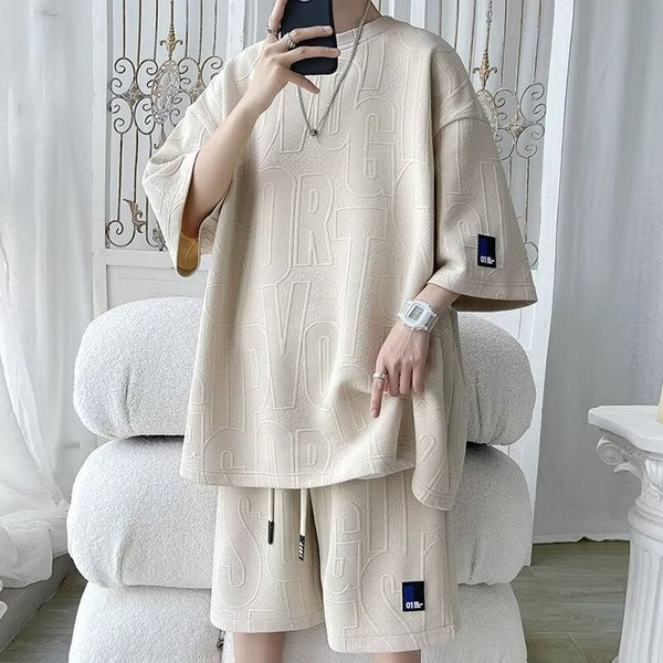 The Letter Jacquard Short-sleeved T-shirt Shorts